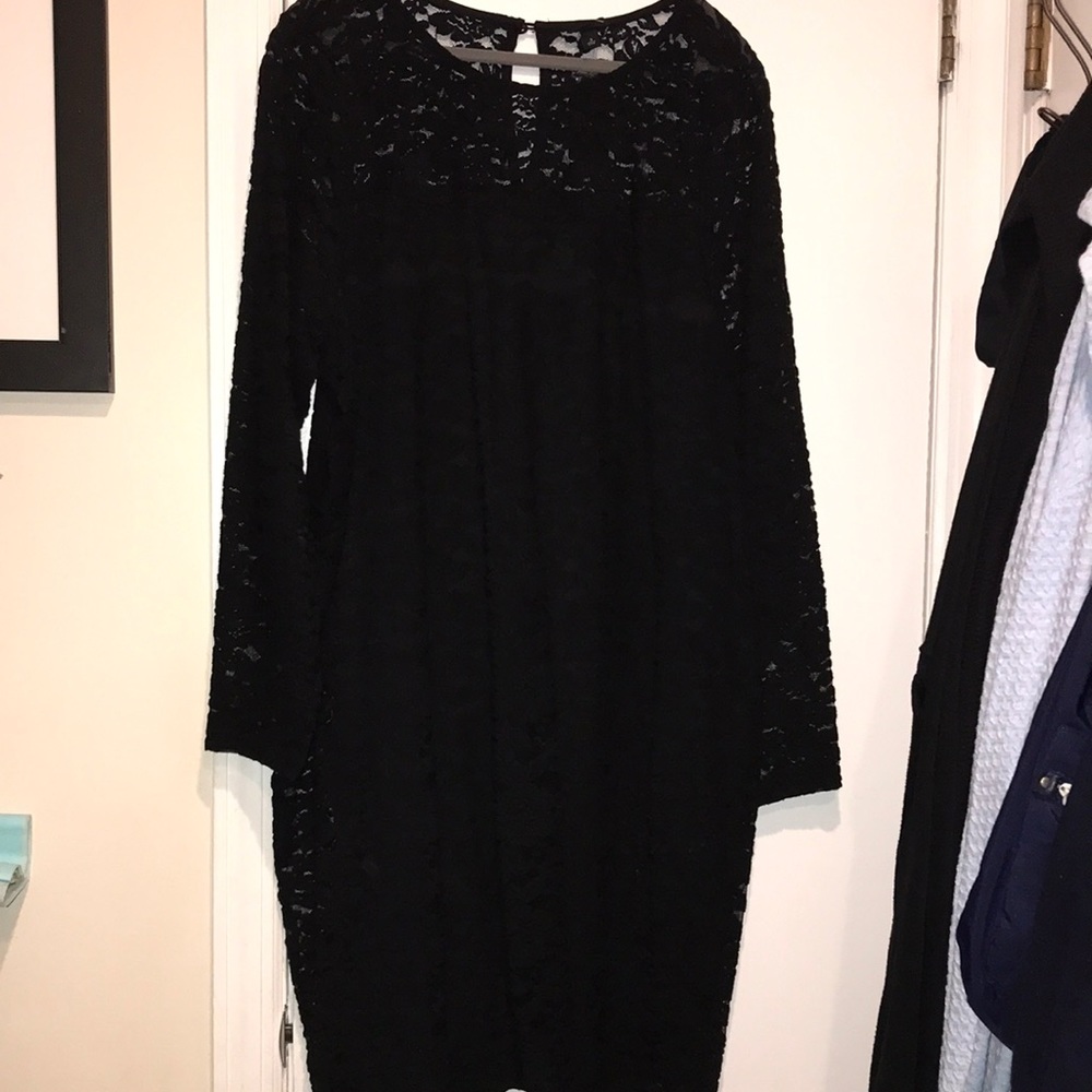 Torrid size 3 black plush lace long sleeve dress.